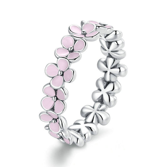 Sterling Silver Pink Flower Ring
