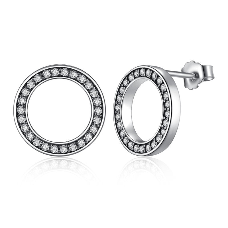 925 Sterling Silver Cycle Zirconia Earrings