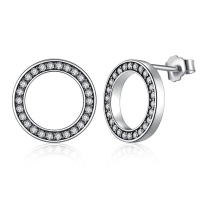 925 Sterling Silver Cycle Zirconia Earrings