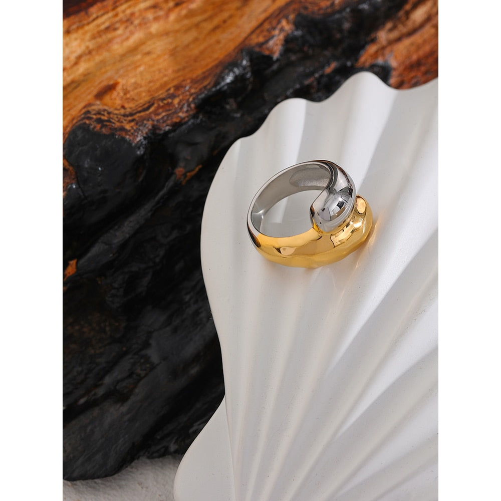18k Gold-Plated Minimalist Double Geometric Ring