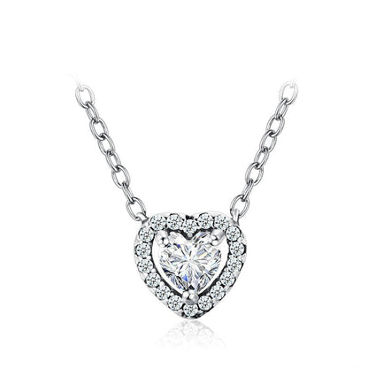 925 Sterling Silver Double Heart Zirconia Necklace