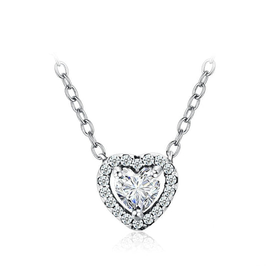 925 Sterling Silver Double Heart Zirconia Necklace