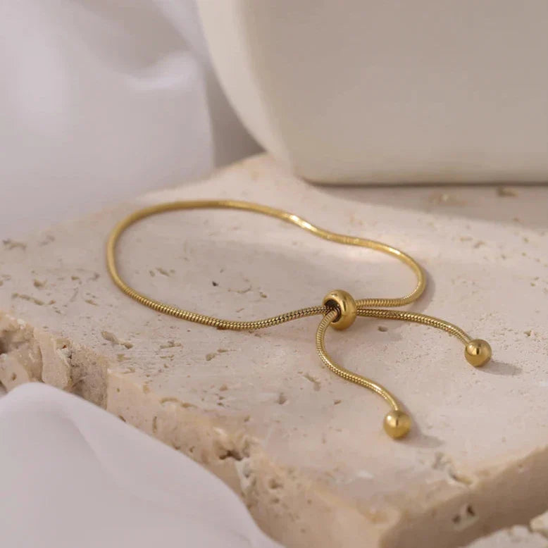 Adjustable Minimalist Cylindrical Bracelet in 18k Gold Plating