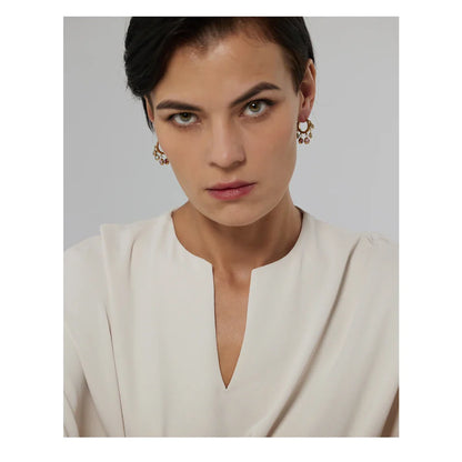 18k Gold-Plated Hoop Earrings with Zirconia Spheres