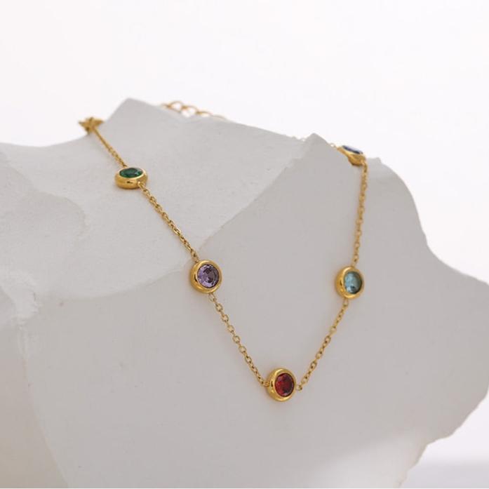 18k Gold Plated Circular Zirconia Bracelet