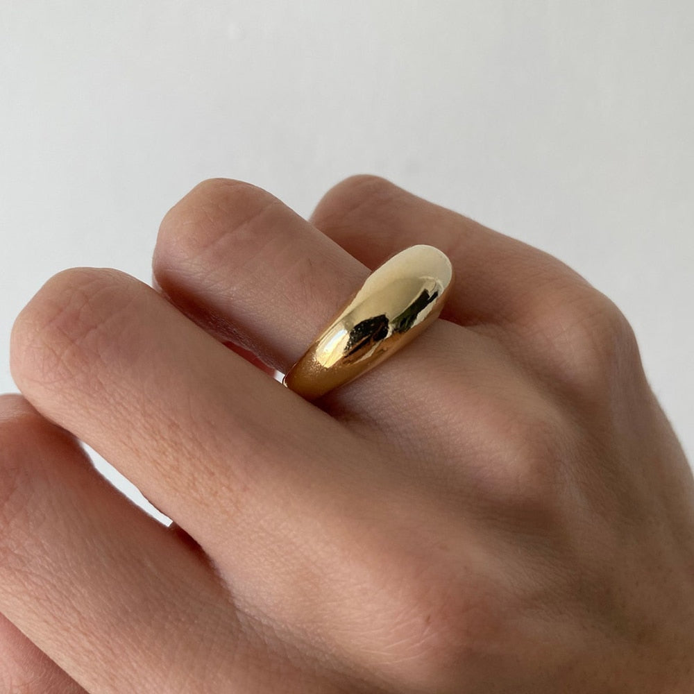 Classic Minimalist Geometric Ring in 18k Gold Plated