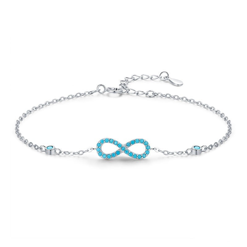 Infinity Bracelet in 925 Sterling Silver with Turquoise