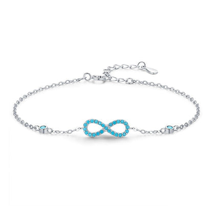 Infinity Bracelet in 925 Sterling Silver with Turquoise