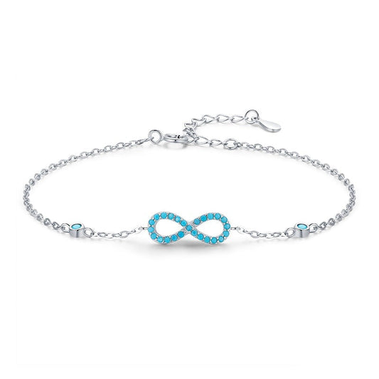 Infinity Bracelet in 925 Sterling Silver with Turquoise