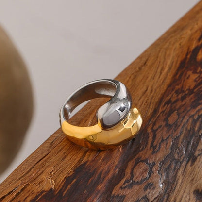 18k Gold-Plated Minimalist Double Geometric Ring