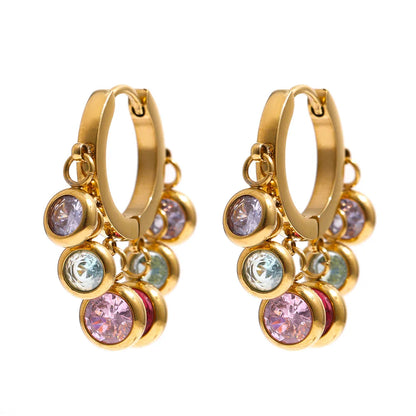 18k Gold-Plated Hoop Earrings with Zirconia Spheres