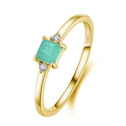 Square Paraíba Tourmaline Ring in 925 Sterling Silver