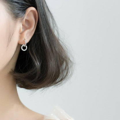 925 Silver Double Hoop Studded Earrings