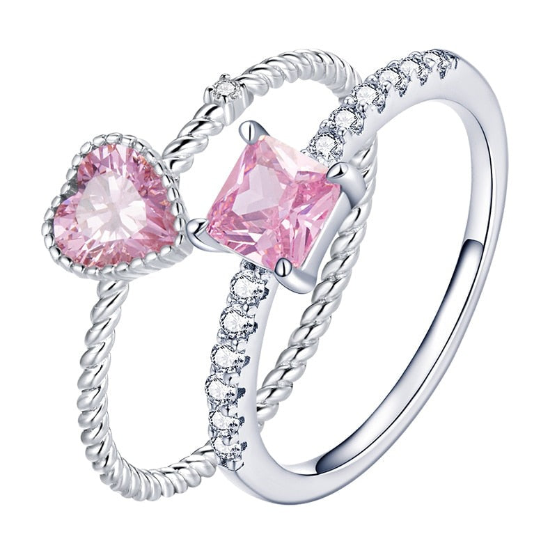 925 Sterling Silver Rings – Romance Rose Collection with Cubic Zirconia