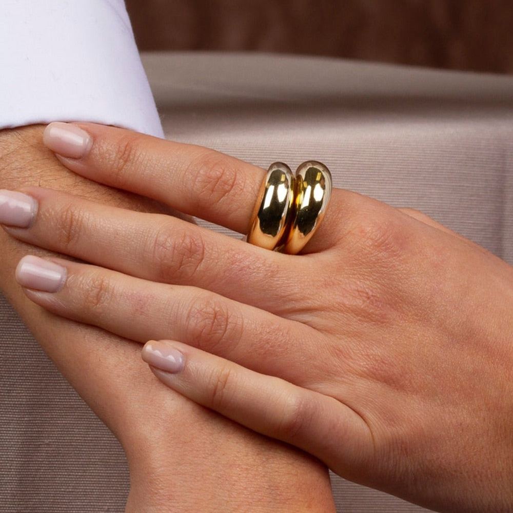Classic Minimalist Geometric Ring in 18k Gold Plated