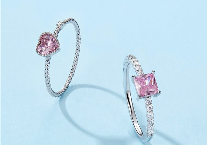 925 Sterling Silver Rings – Romance Rose Collection with Cubic Zirconia