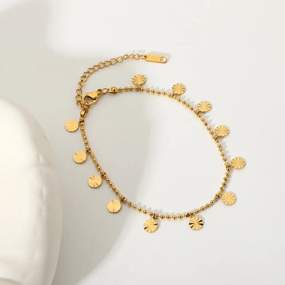 Minimalist Textured Sphere Bracelet – 18k Gold-Plated