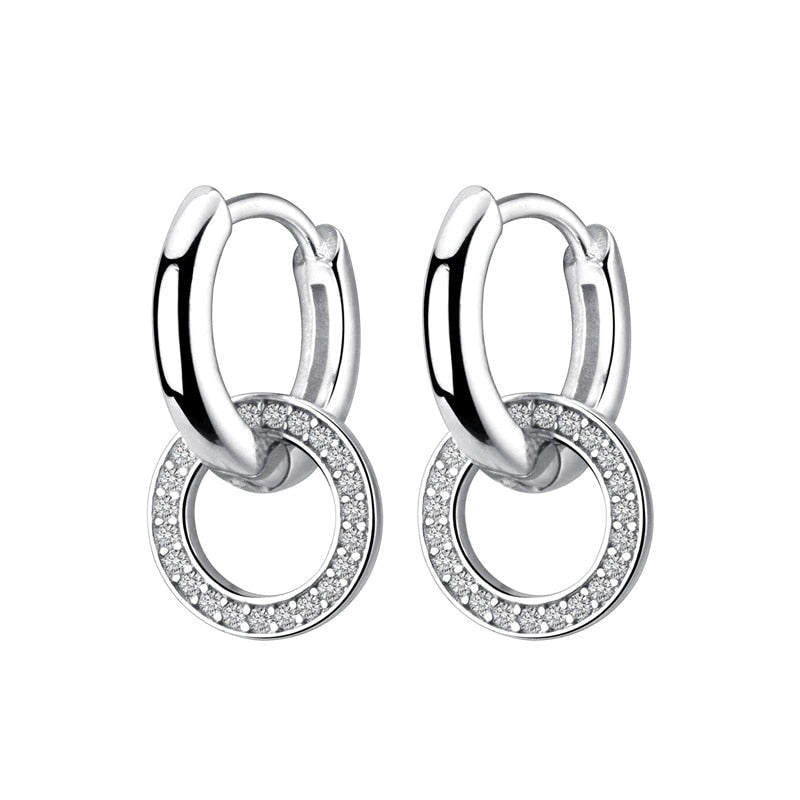 925 Silver Double Hoop Studded Earrings