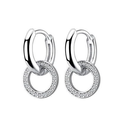 925 Silver Double Hoop Studded Earrings