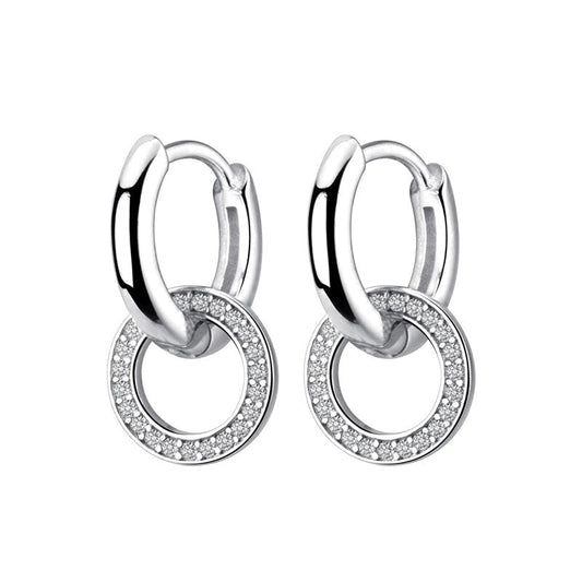 925 Silver Double Hoop Studded Earrings