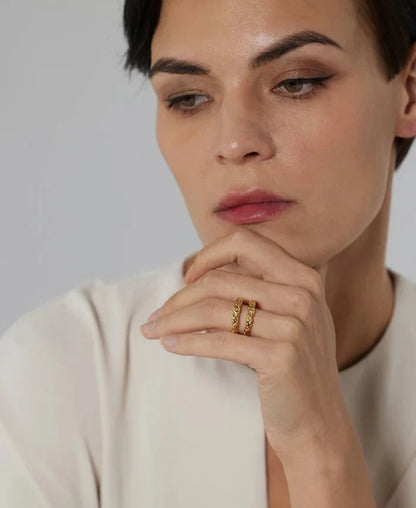 18k Gold-Plated Minimalist Rustic Double Ring