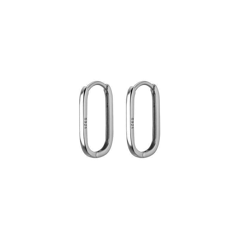 925 Sterling Silver Rounded Rectangular Hoop Earrings