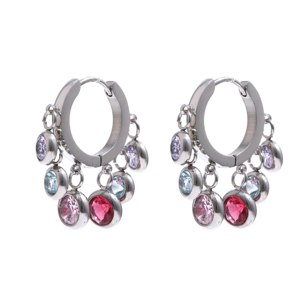 18k Gold-Plated Hoop Earrings with Zirconia Spheres