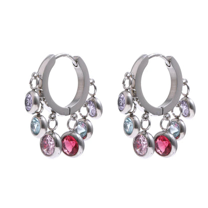 18k Gold-Plated Hoop Earrings with Zirconia Spheres