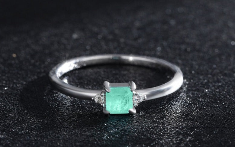 Square Paraíba Tourmaline Ring in 925 Sterling Silver