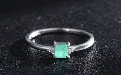 Square Paraíba Tourmaline Ring in 925 Sterling Silver