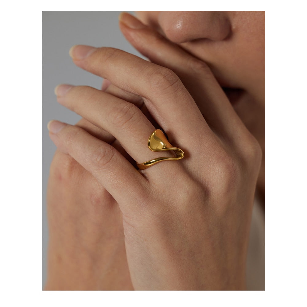 18k Gold-Plated Organic Geometry Ring