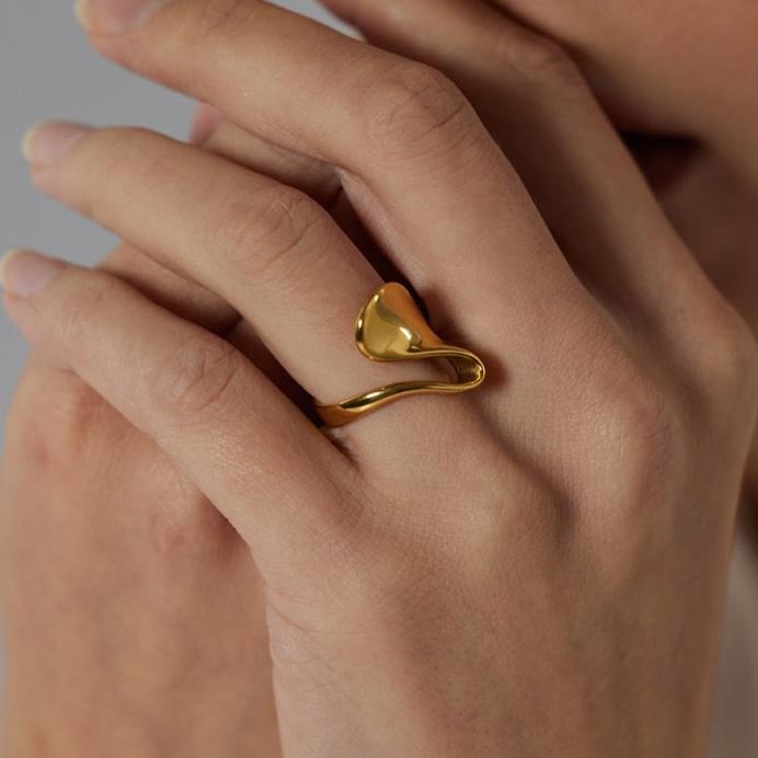 18k Gold-Plated Organic Geometry Ring