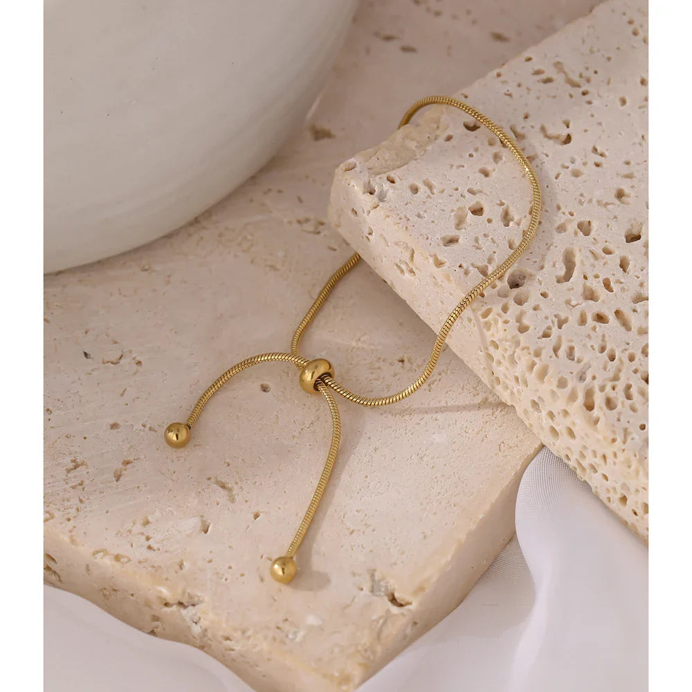 Adjustable Minimalist Cylindrical Bracelet in 18k Gold Plating