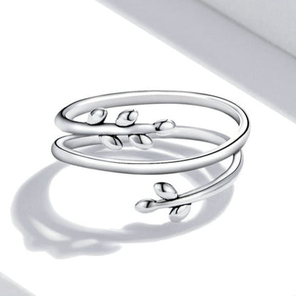 925 Sterling Silver Adjustable Leaves Ring