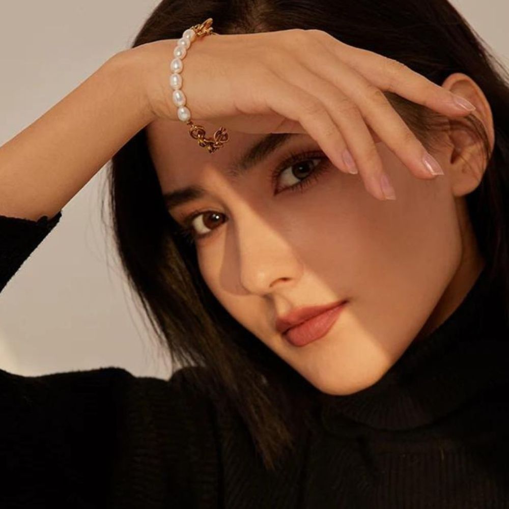 Link Bracelet with Freshwater Pearls – 18ct Gold-Plated