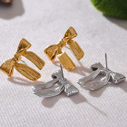 18k Gold-Plated Delicate Bow Earrings