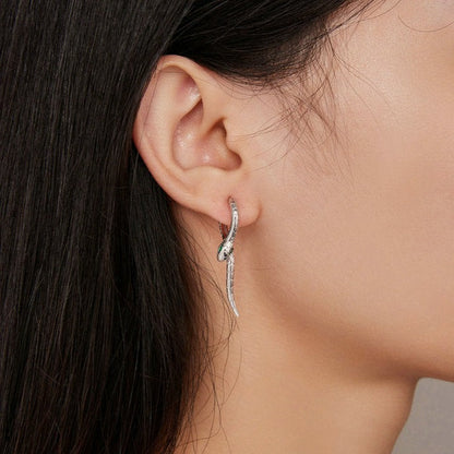 925 Sterling Silver Green Zirconia Serpent Earrings