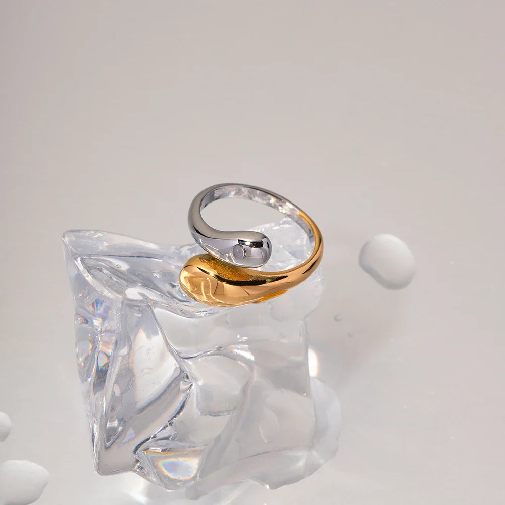 18k Gold-Plated Adjustable Double Drop Ring