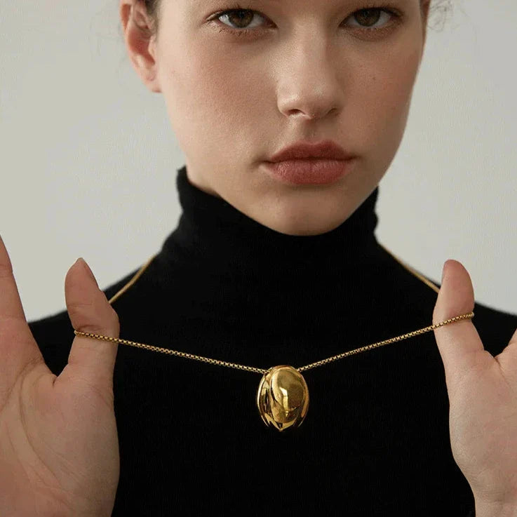 18k Gold-Plated Minimalist Oval Long Necklace