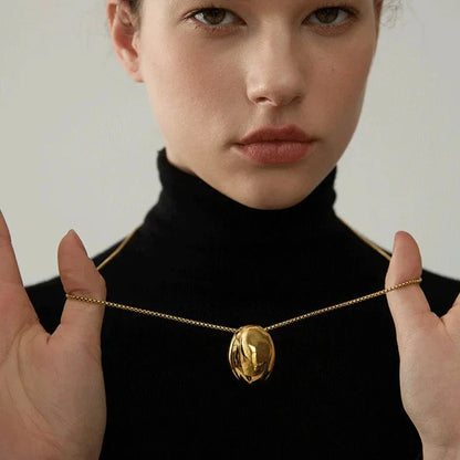 18k Gold-Plated Minimalist Oval Long Necklace
