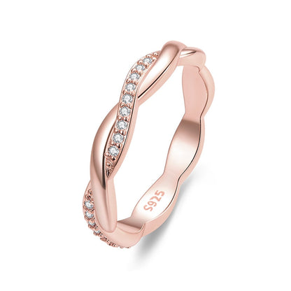 925 Sterling Silver Twist Zirconia Ring