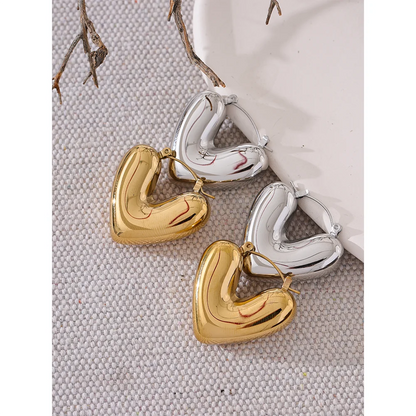 18k Gold-Plated Large Heart Earrings