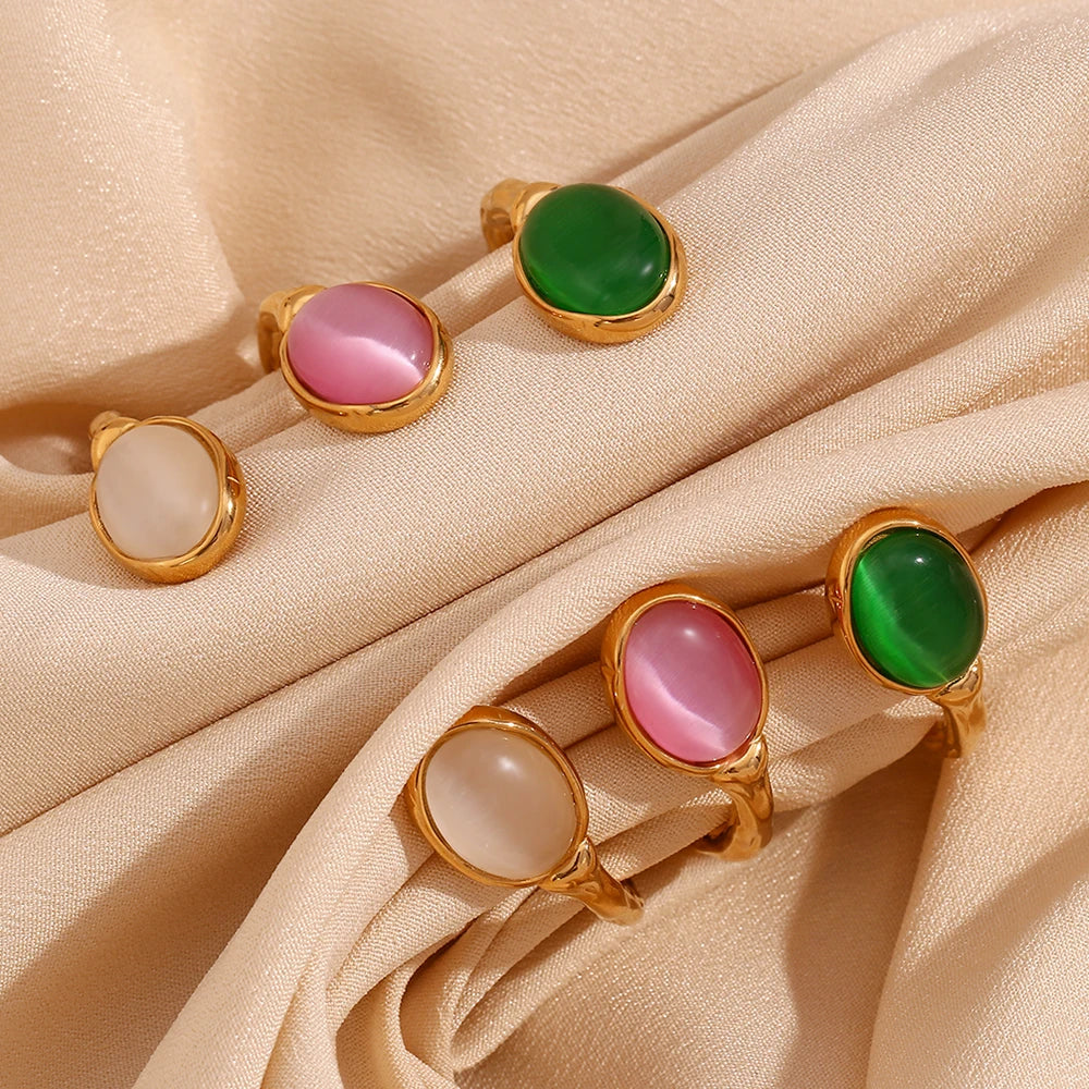 Double Organic Agate Bangle – 18k Gold-Plated