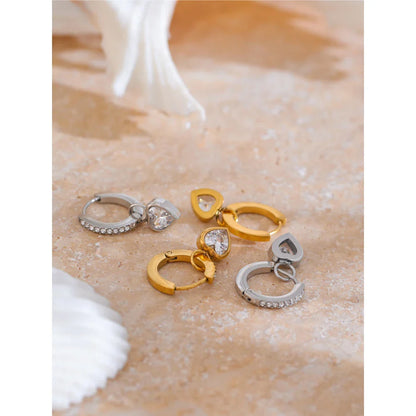 18k Gold-Plated Heart Earrings with Zirconia Pavé