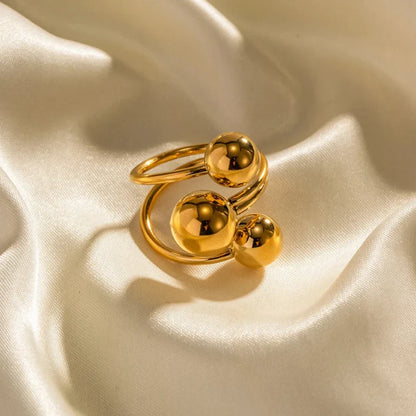 18k Gold-Plated Sophisticated Three Spheres Ring