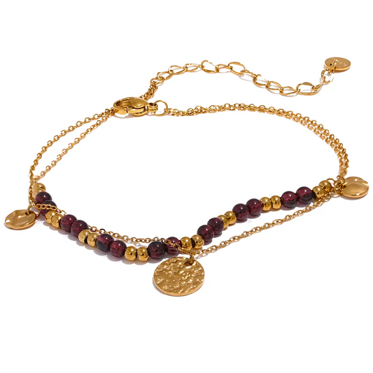 18k Gold-Plated Red Natural Stone Bracelet