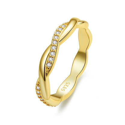925 Sterling Silver Twist Zirconia Ring
