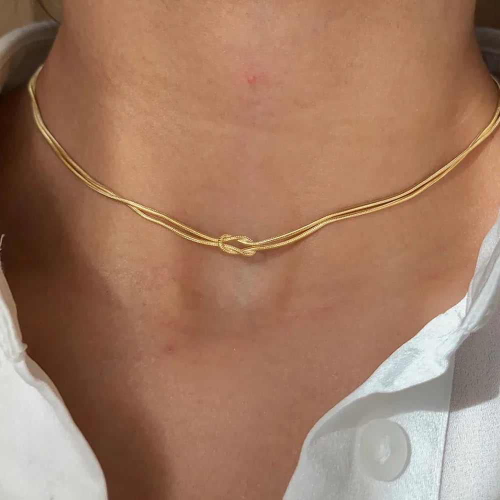 18k Gold-Plated Minimalist Knot Necklace