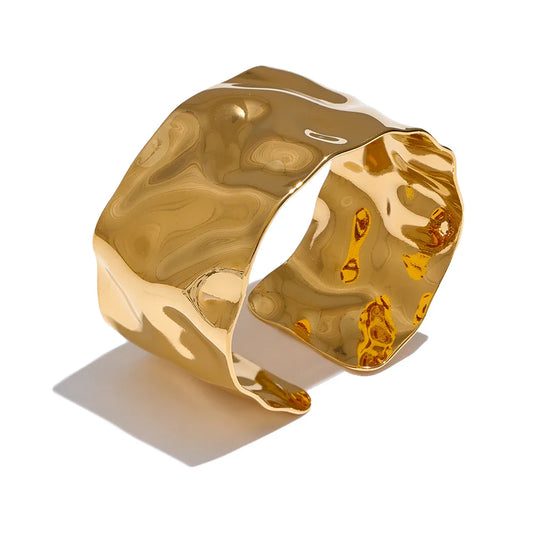 Adjustable Irregular-Shaped Bangle – 18k Gold-Plated