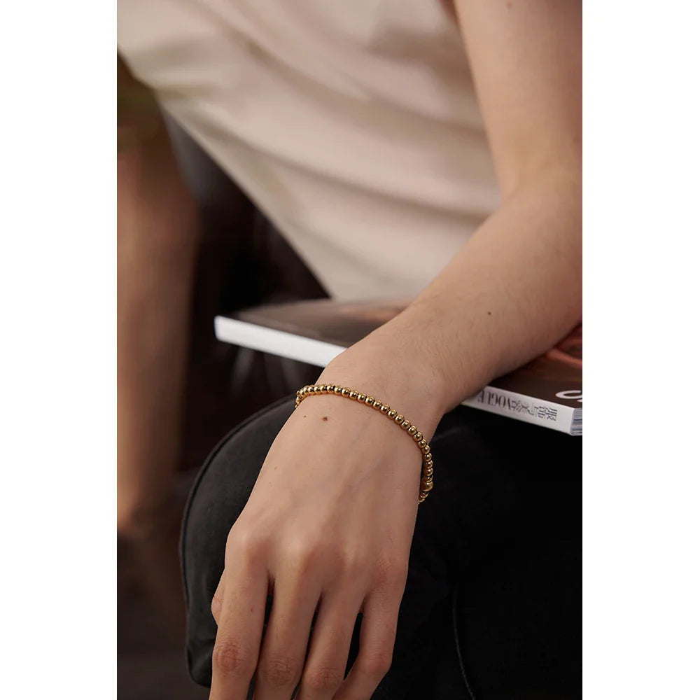 18k Gold-Plated Beaded Bracelet with Zirconia Detail